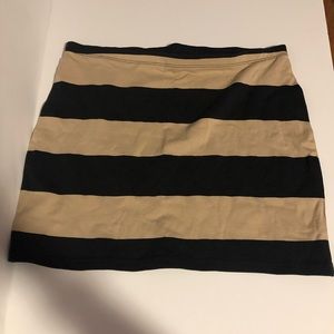 Divided Striped Tan and Black Mini Skirt